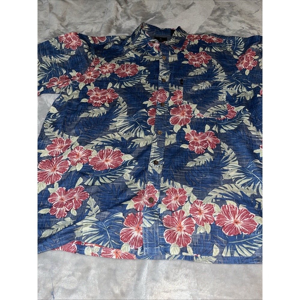 G.H. Bass Hawaiian Shirt Mens M Button-Up Floral Short Sleeve Pocket Tropical